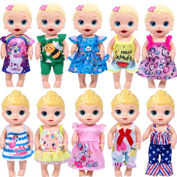 Alive Baby Clothes, 7 Sets Baby Doll Clothes Accessories Dress Swimsuit Outfit for 10-12 Inch Dolls Girls Birthday Xmas