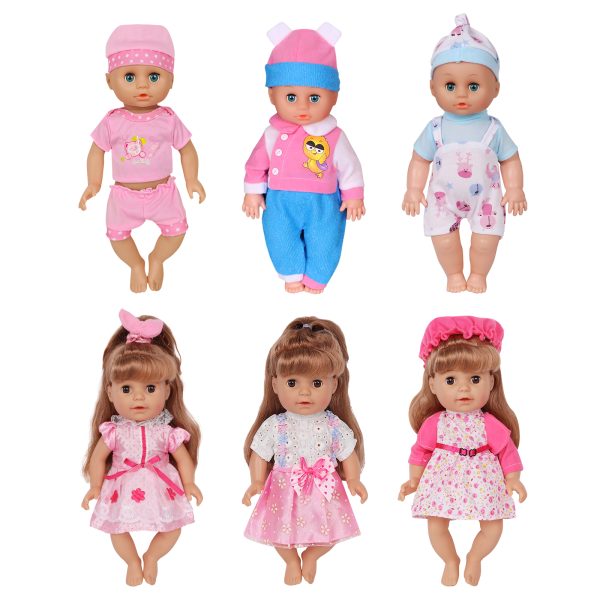 12 inch Baby Doll Clothes[6 Sets](Include 4 Hats + 1 Bowknot )