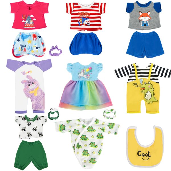 8 Set 14-16 inch Baby Doll Accessories Outfit with Headbands for 43cm New Born - Image 2