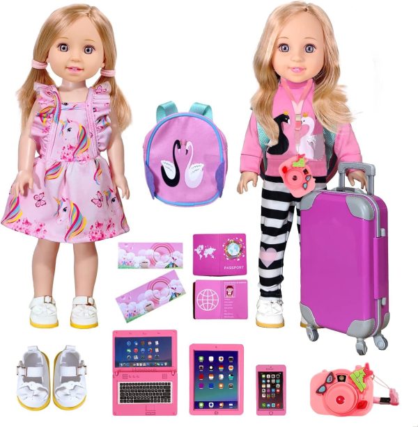 14-Inch-Girl-Doll-Travel-Suitcase-Play-Set Doll- Clothes- Accessories