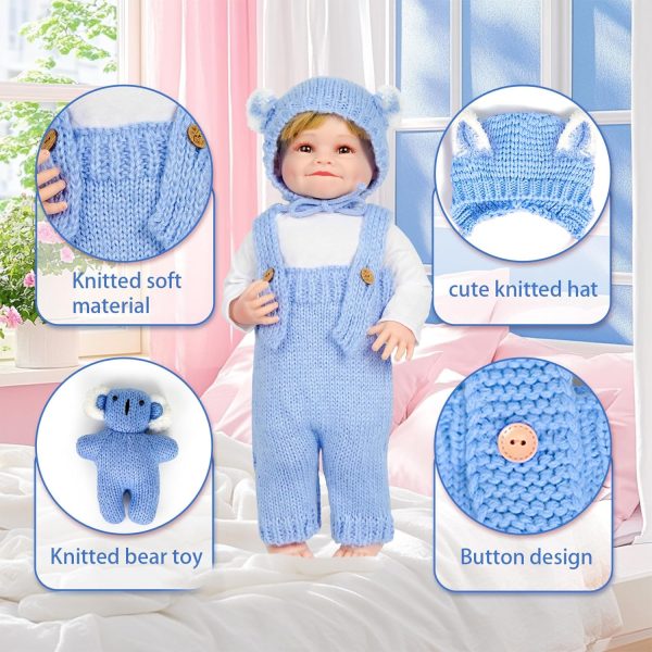 Reborn Baby Doll Accessories with Bassinet,Baby Doll Clothes Knitted Outfit for 17-22 inch Newborn Girls - Image 6