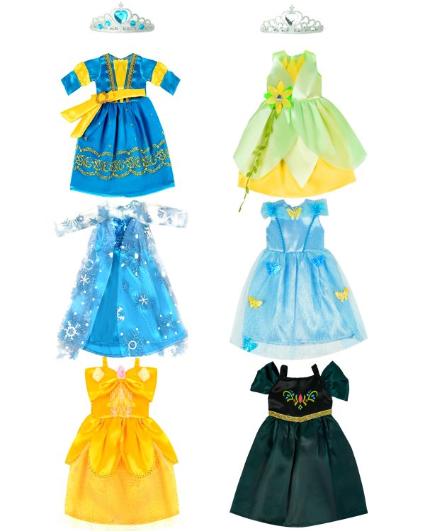 18 inch Doll Clothes Accessories, 6PCS Princess Costume Set with Crown Fits for 18 inch Girl Dolls, Gift for Girl Christmas Birthday Party - Image 7