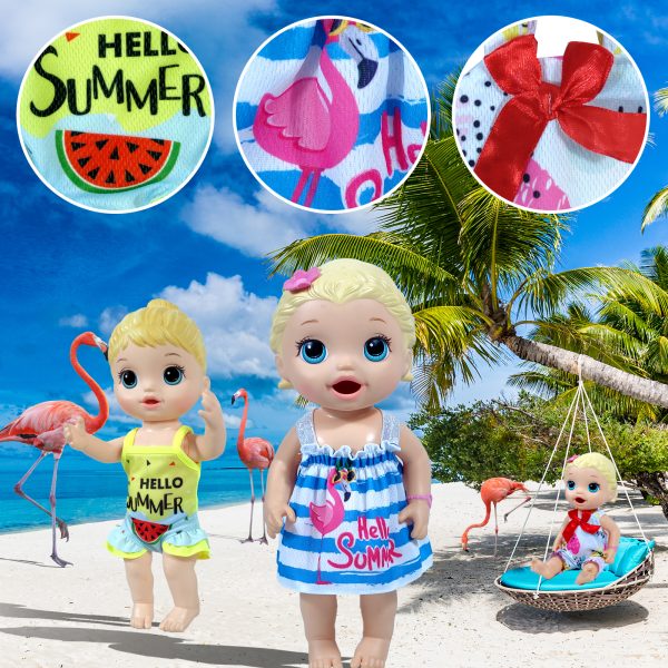 Alive Baby Clothes, 7 Sets Baby Doll Clothes Accessories Dress Swimsuit Outfit for 10-12 Inch Dolls Girls Birthday Xmas - Image 3