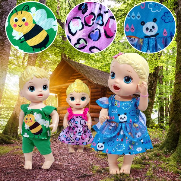 Alive Baby Clothes, 7 Sets Baby Doll Clothes Accessories Dress Swimsuit Outfit for 10-12 Inch Dolls Girls Birthday Xmas - Image 4