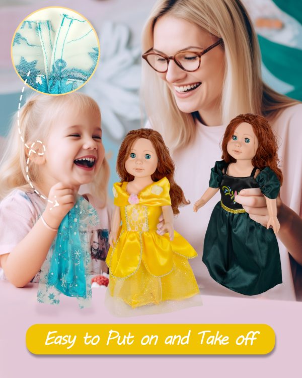 18 inch Doll Clothes Accessories, 6PCS Princess Costume Set with Crown Fits for 18 inch Girl Dolls, Gift for Girl Christmas Birthday Party - Image 3